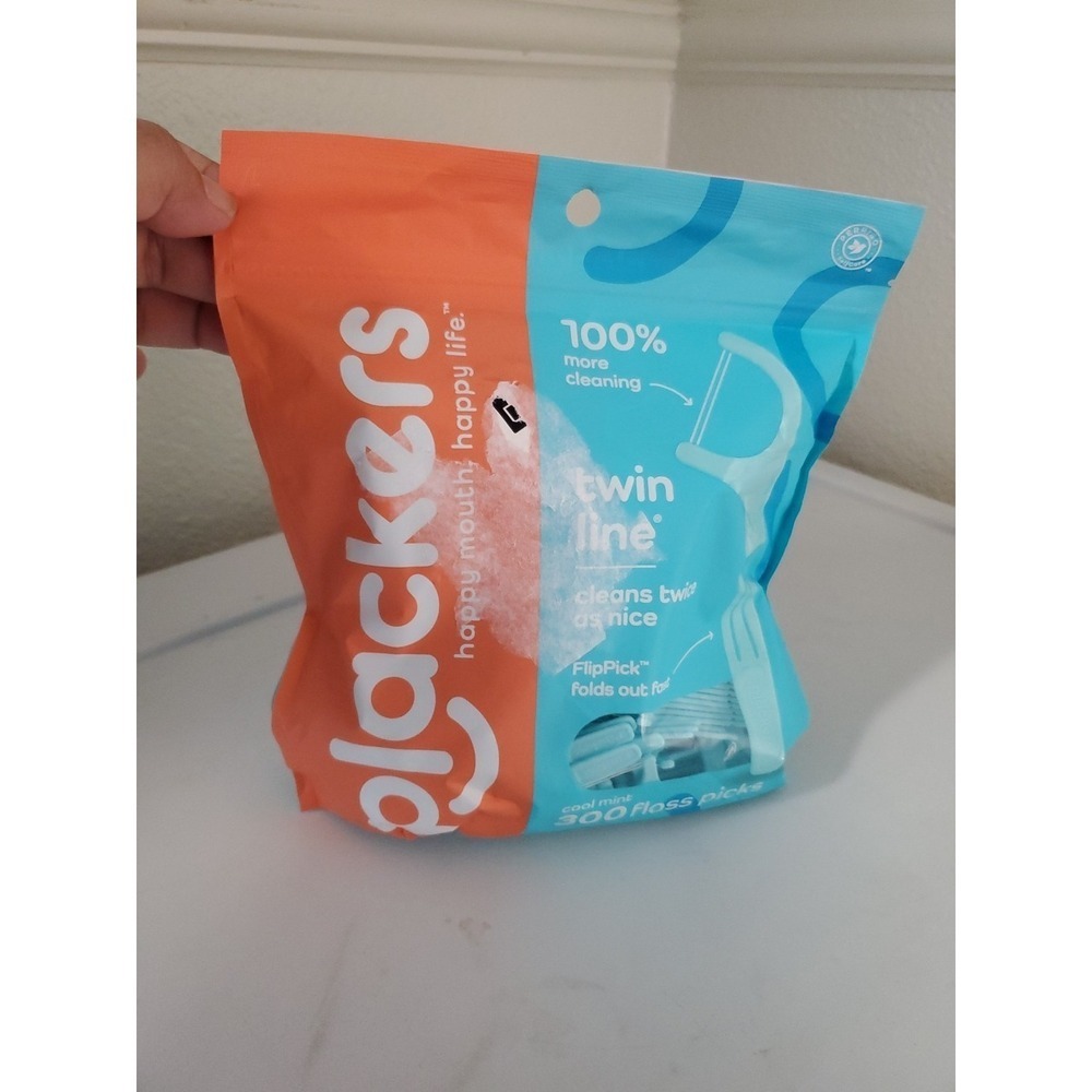 300 Count Cool Mint Plackers Twin-Line Dental Floss Tooth Picks Oral Flossers